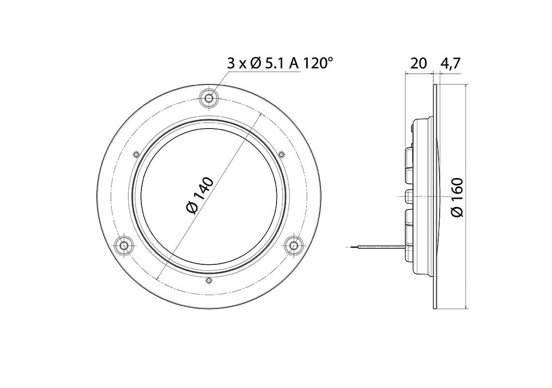 Deckenleuchte verchromt 4 LED 124x124mm mit  Bewegungs- und Wärmemelder PIR